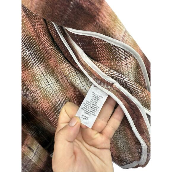 BP Brass Plum Orange Red Plaid Jacket Shacket Fall Layer Womens 2XL - Picture 3 of 6